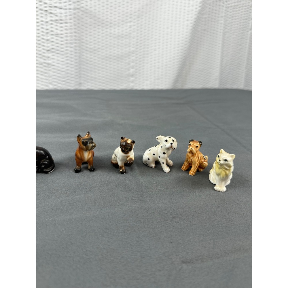 Lot 10 Mini Ceramic Dog Cat Figurines Japan Poodle Siamese Terrier Dalmatian - Picture 3 of 5
